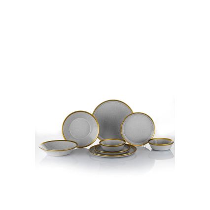 16-piece dining set grey/gold/porcelain