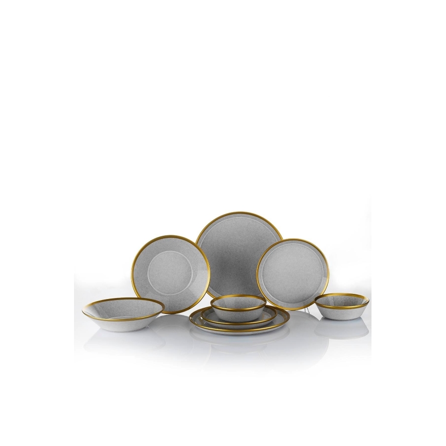 16-piece dining set grey/gold/porcelain