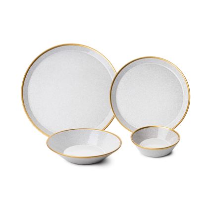 16-piece dining set grey/gold/porcelain