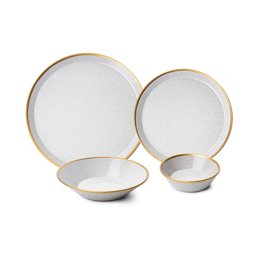 16-piece dining set grey/gold/porcelain