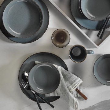 16-piece gray porcelain dinnerware set