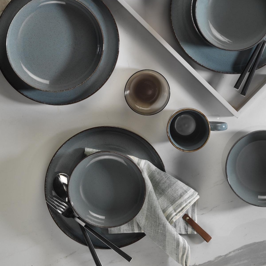 16-piece gray porcelain dinnerware set