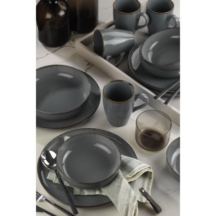 16-piece gray porcelain dinnerware set