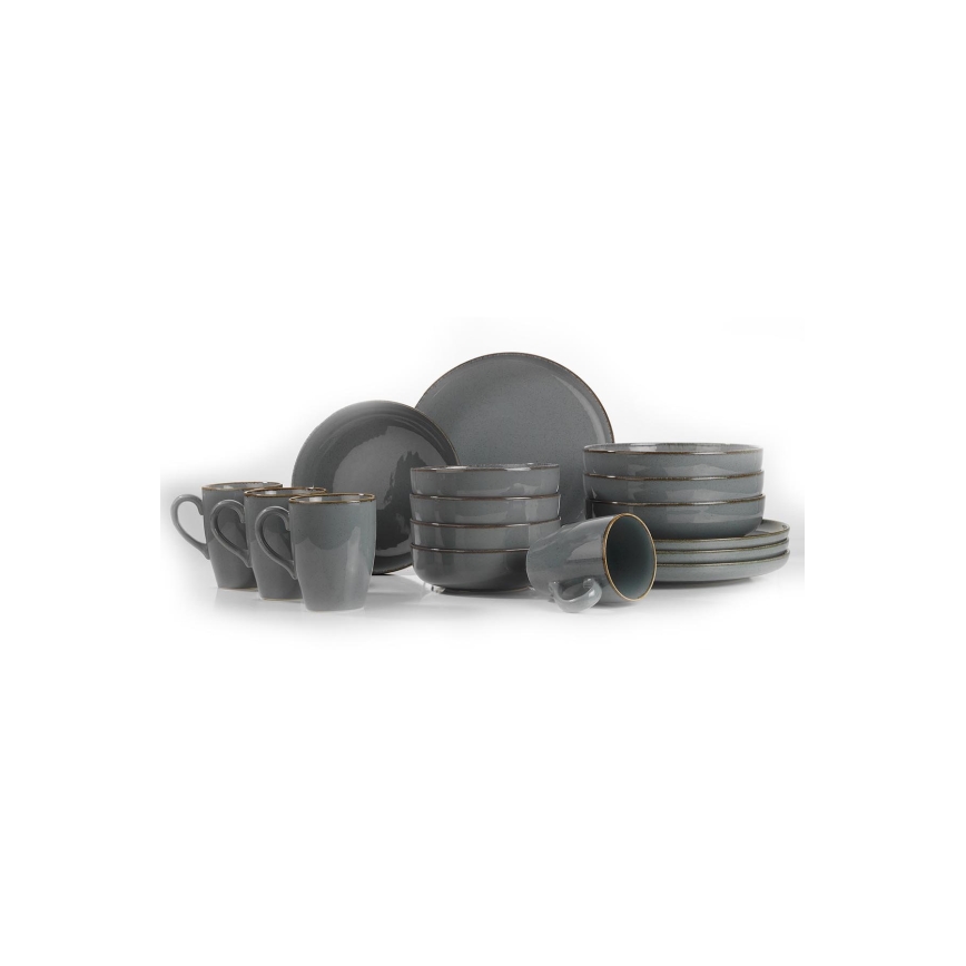 16-piece gray porcelain dinnerware set