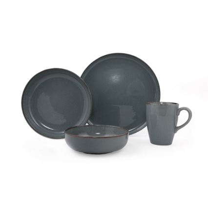 16-piece gray porcelain dinnerware set