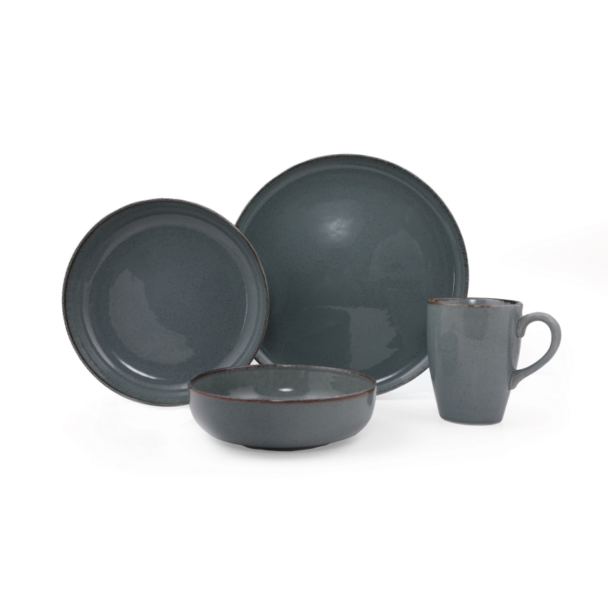 16-piece gray porcelain dinnerware set
