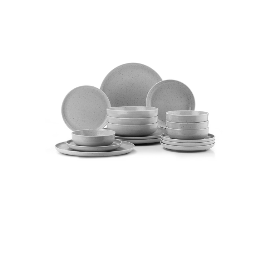 16-piece grey porcelain dinnerware set