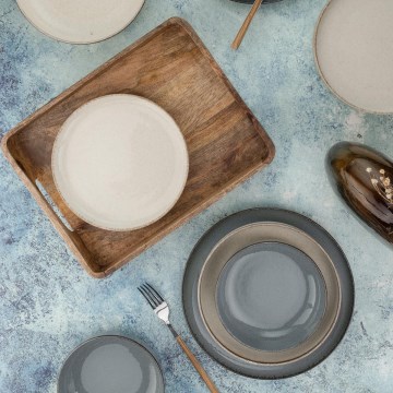 16-piece porcelain dining set, grey/beige