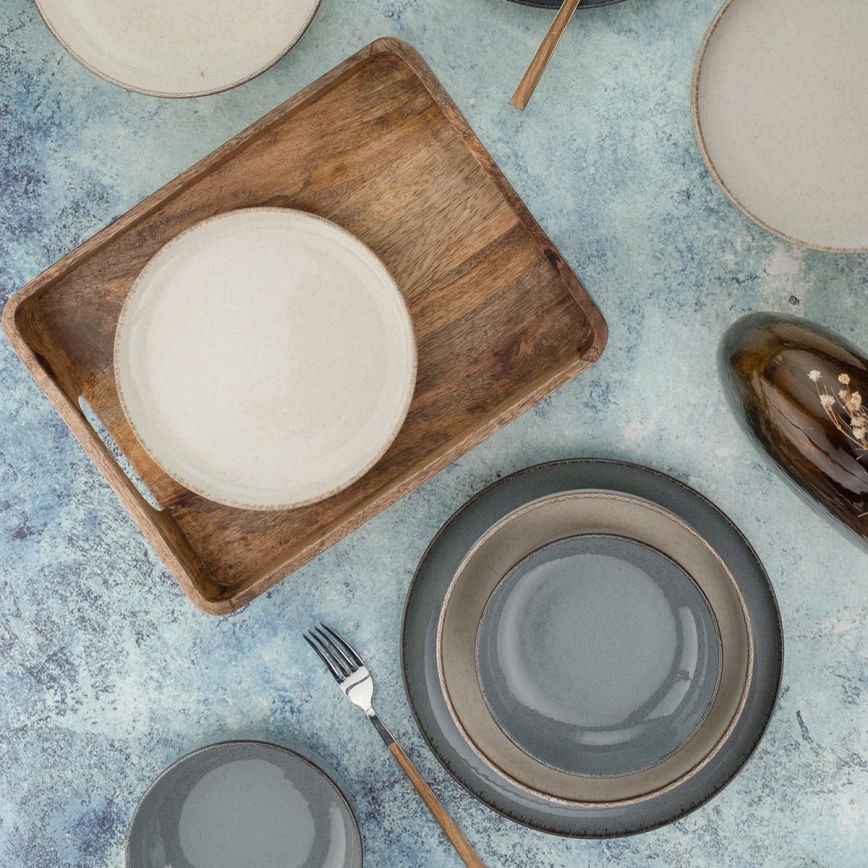 16-piece porcelain dining set, grey/beige