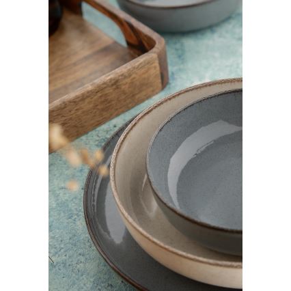 16-piece porcelain dining set, grey/beige