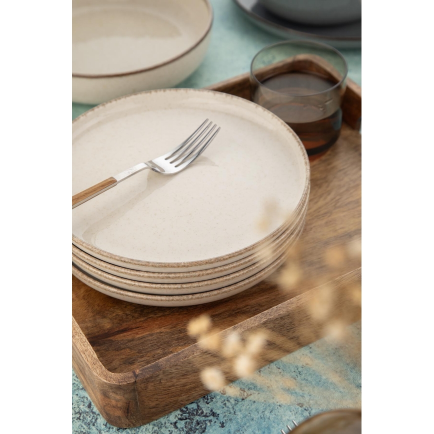 16-piece porcelain dining set, grey/beige