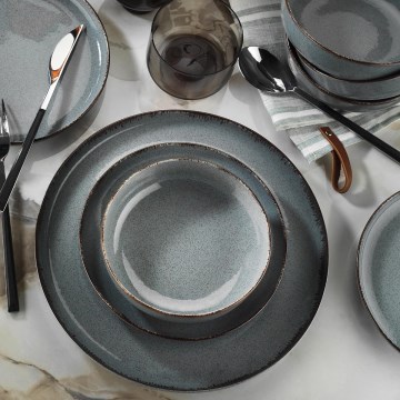16-piece porcelain dining set in gray