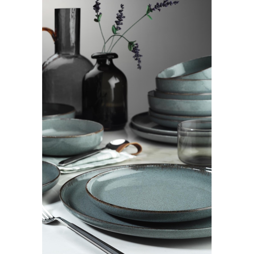 16-piece porcelain dining set in gray