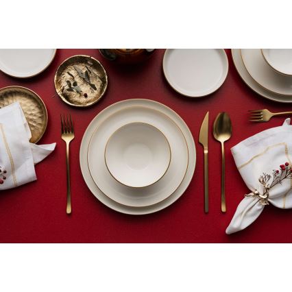 16-piece porcelain dinner set, beige/gold