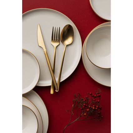 16-piece porcelain dinner set, beige/gold