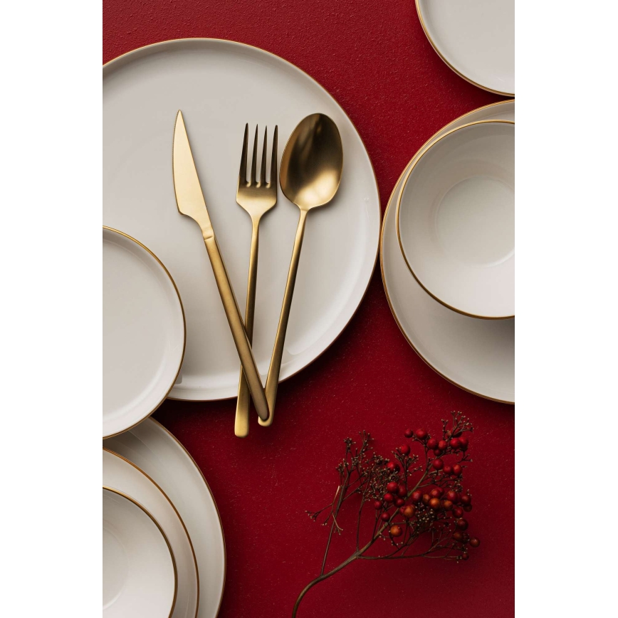 16-piece porcelain dinner set, beige/gold