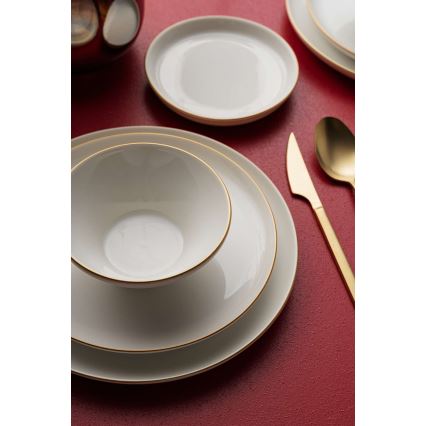 16-piece porcelain dinner set, beige/gold