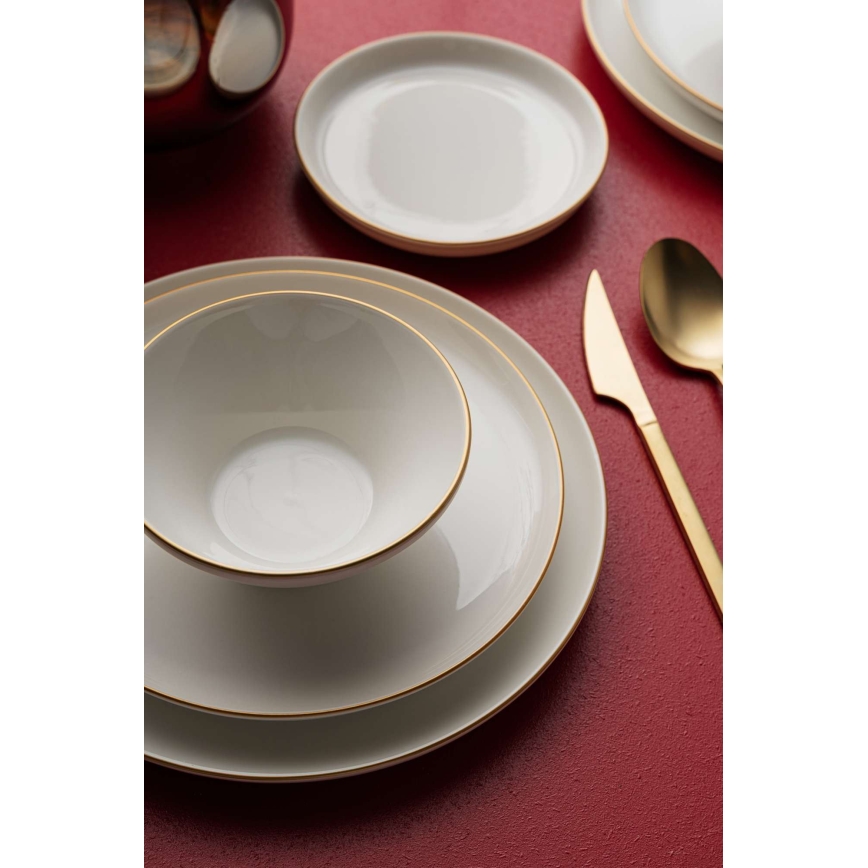 16-piece porcelain dinner set, beige/gold