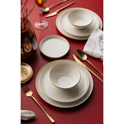 16-piece porcelain dinner set, beige/gold