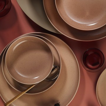 16-piece porcelain dinner set in brown/beige