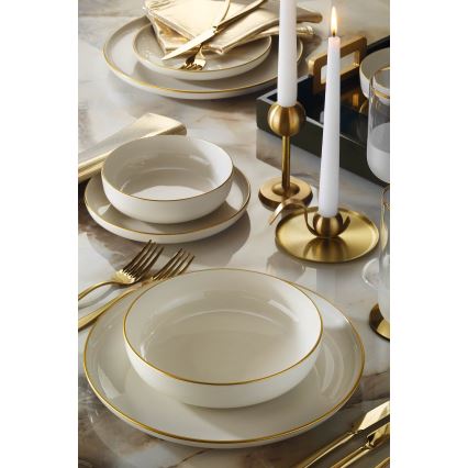 16-piece porcelain dinner set in white with gold trim
