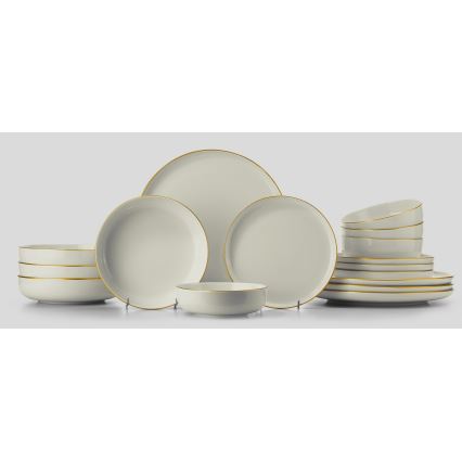 16-piece porcelain dinner set in white with gold trim