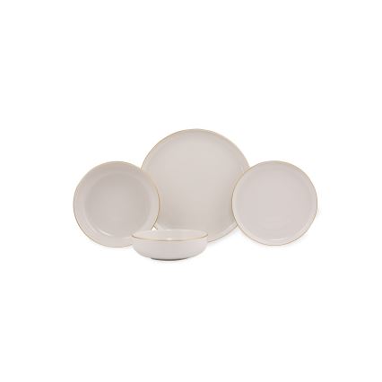 16-piece porcelain dinner set in white with gold trim