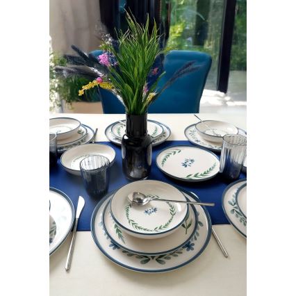 18 pcs dinnerware set white/blue/green/ceramic