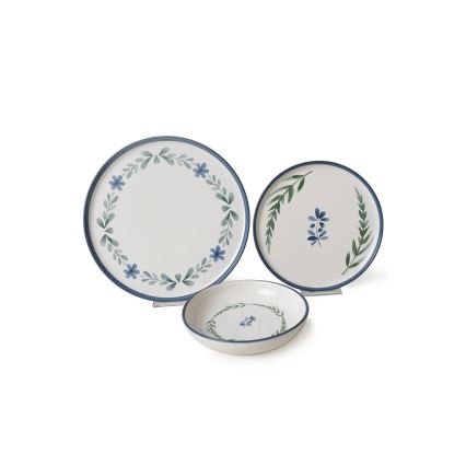18 pcs dinnerware set white/blue/green/ceramic