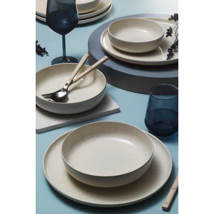 18-piece beige porcelain dinnerware set