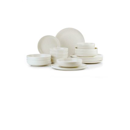 18-piece beige porcelain dinnerware set