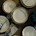 18-Piece Beige Porcelain Dinnerware Set
