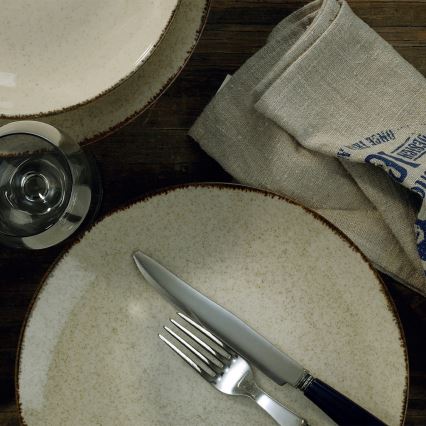 18-Piece Beige Porcelain Dinnerware Set