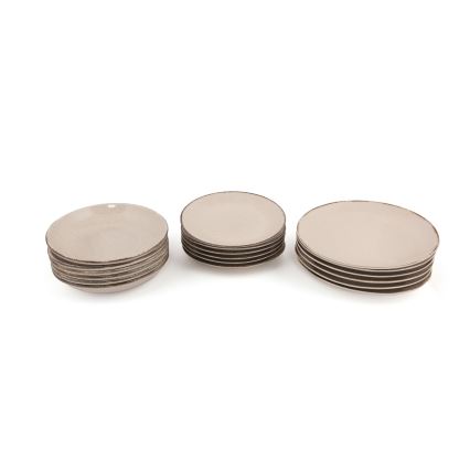 18-Piece Beige Porcelain Dinnerware Set