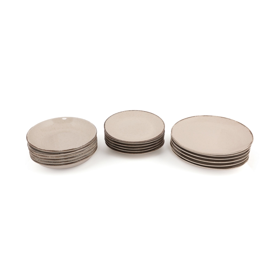 18-Piece Beige Porcelain Dinnerware Set