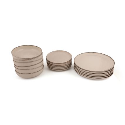 18-piece beige porcelain dinnerware set