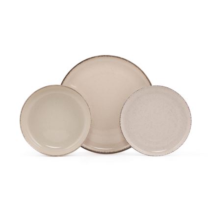 18-piece beige porcelain dinnerware set