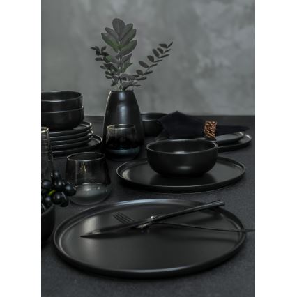 18-piece black ceramic dinner set