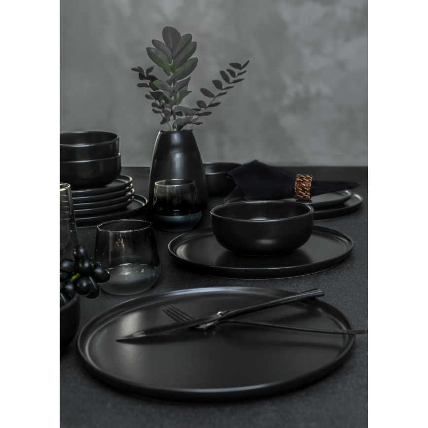 18-piece black ceramic dinner set