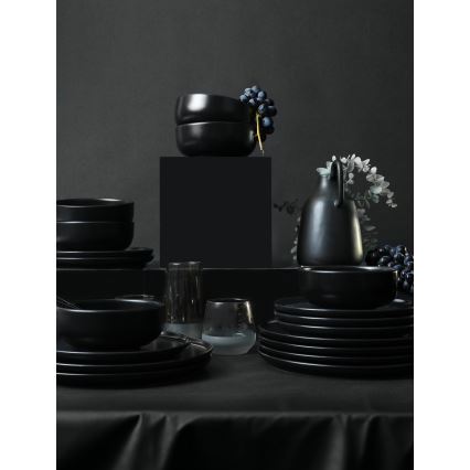18-piece black ceramic dinner set