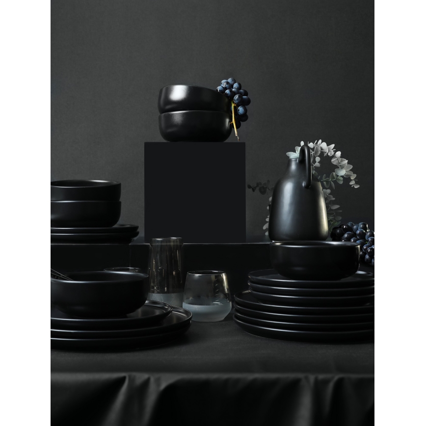 18-piece black ceramic dinner set