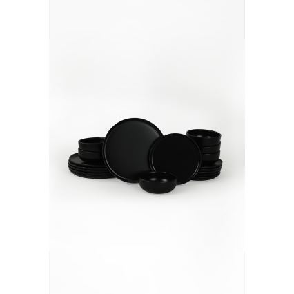 18-piece black ceramic dinner set