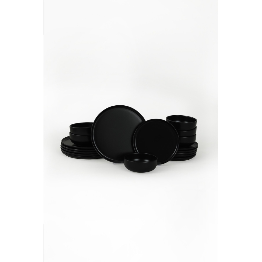 18-piece black ceramic dinner set