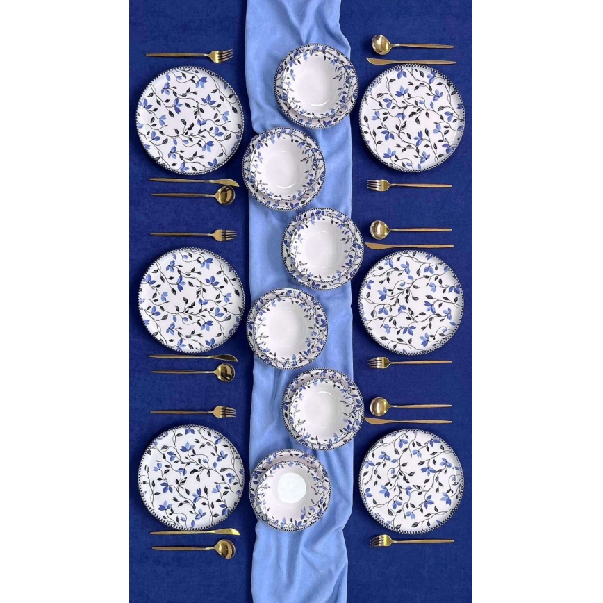 18-piece Blue and White Ceramic Dinnerware Set