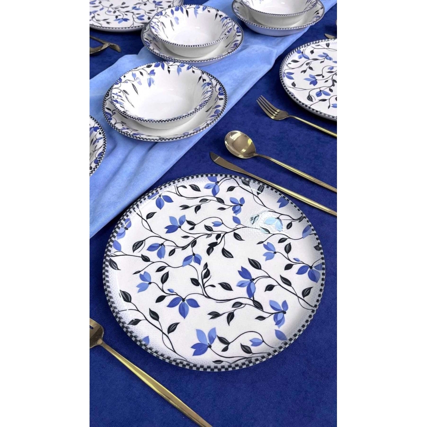 18-piece Blue and White Ceramic Dinnerware Set