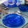 18-piece blue glass dining set