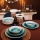 18-piece blue porcelain dinnerware set