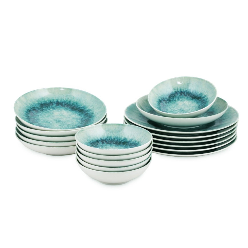 18-piece blue porcelain dinnerware set
