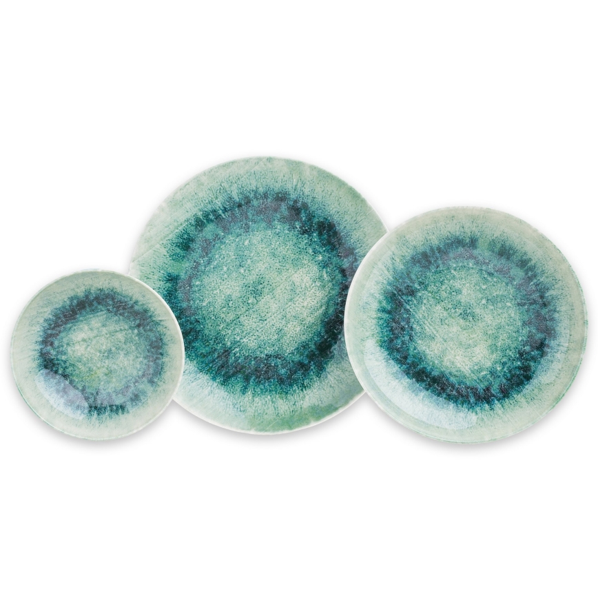 18-piece blue porcelain dinnerware set