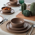 18-piece brown ceramic dinner set